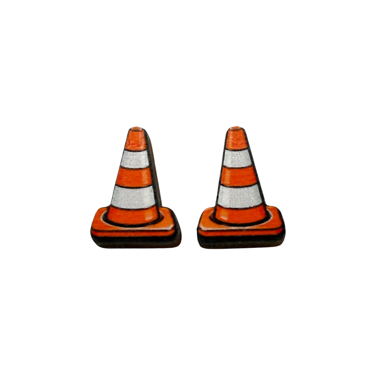 Traffic cone stud earrings