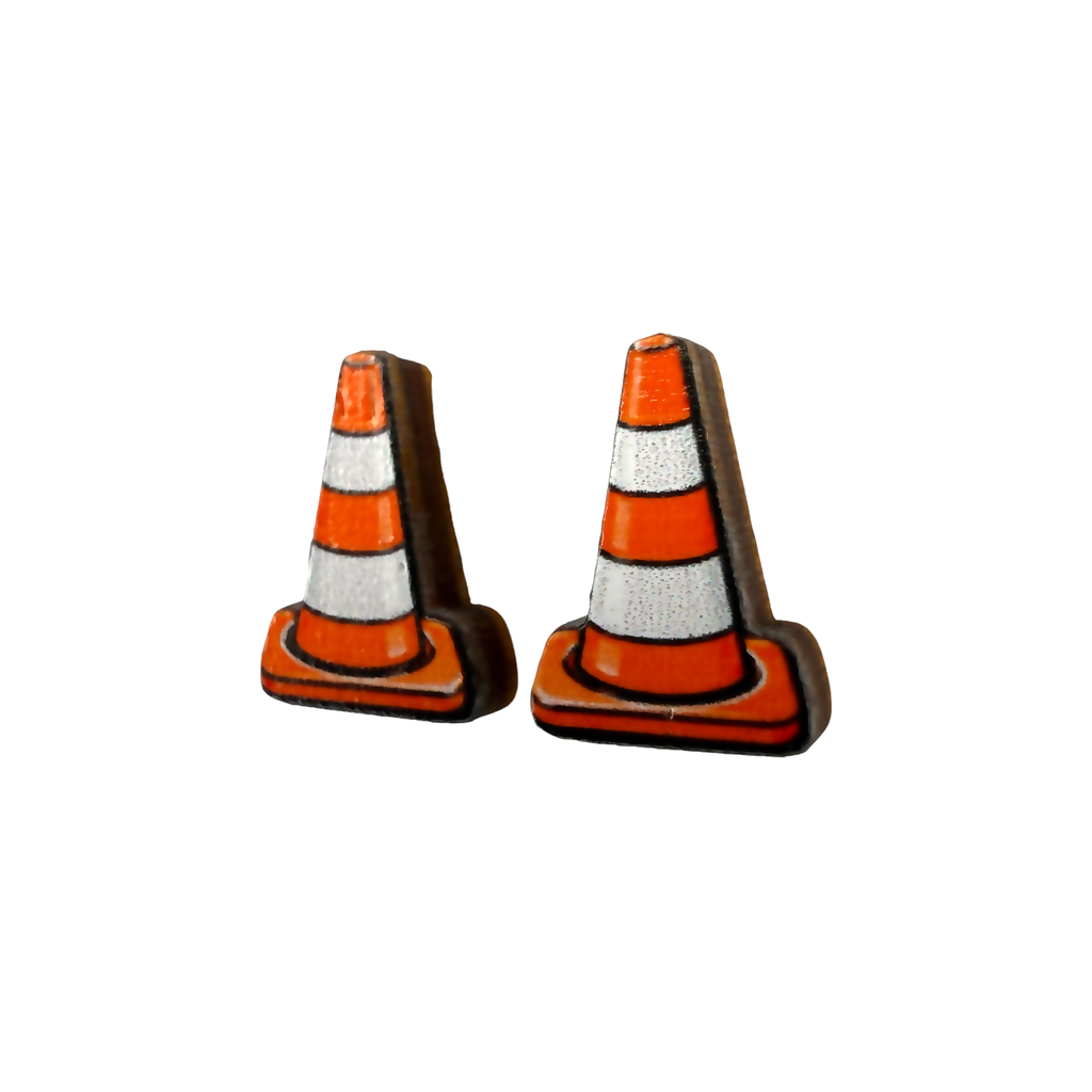 Traffic cone stud earrings