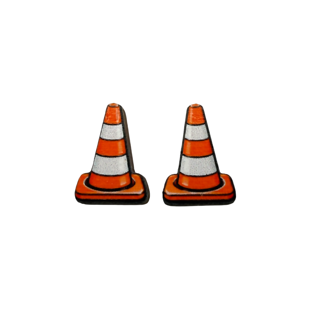 Traffic cone stud earrings