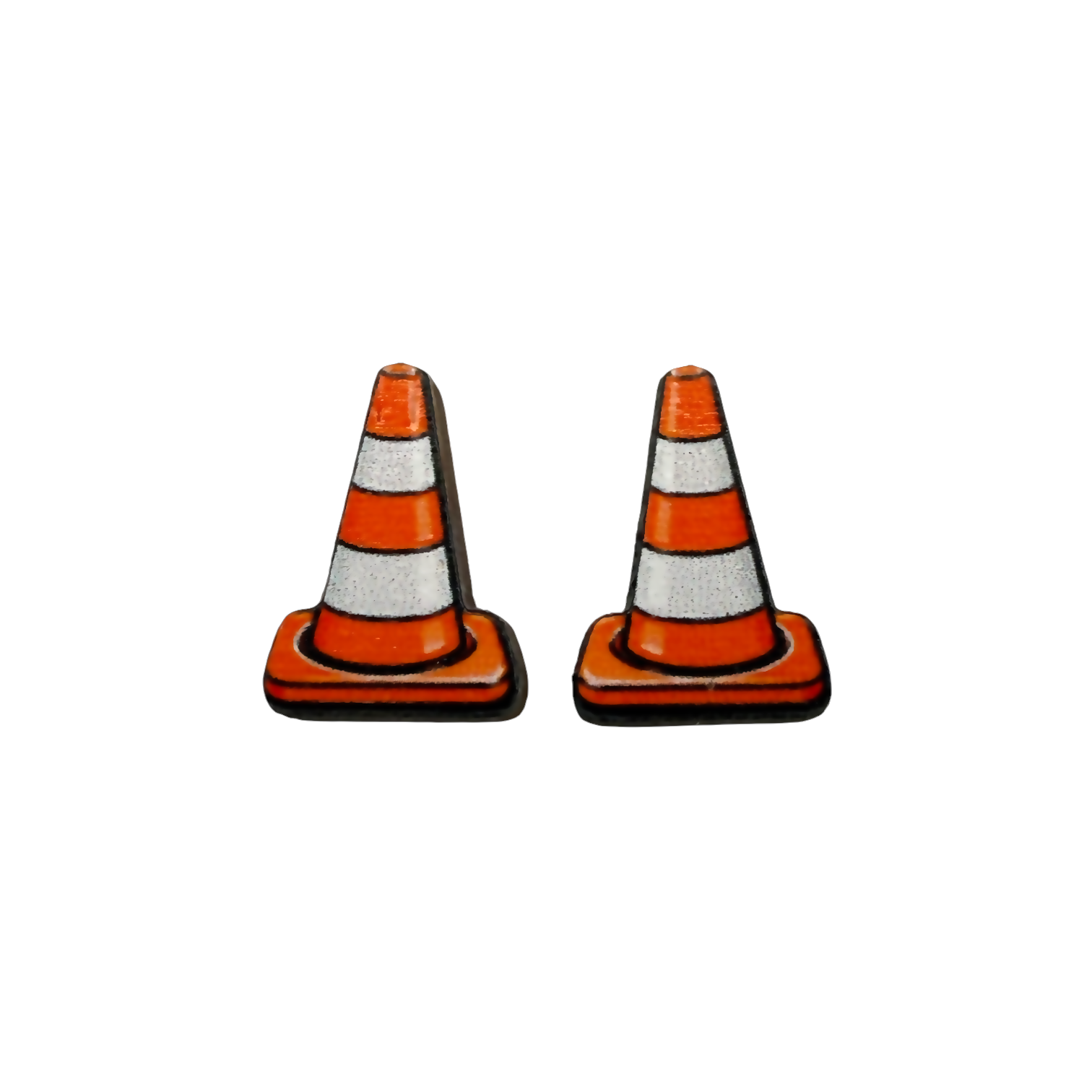 Traffic cone stud earrings