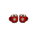 Snowflake red mug stud earrings