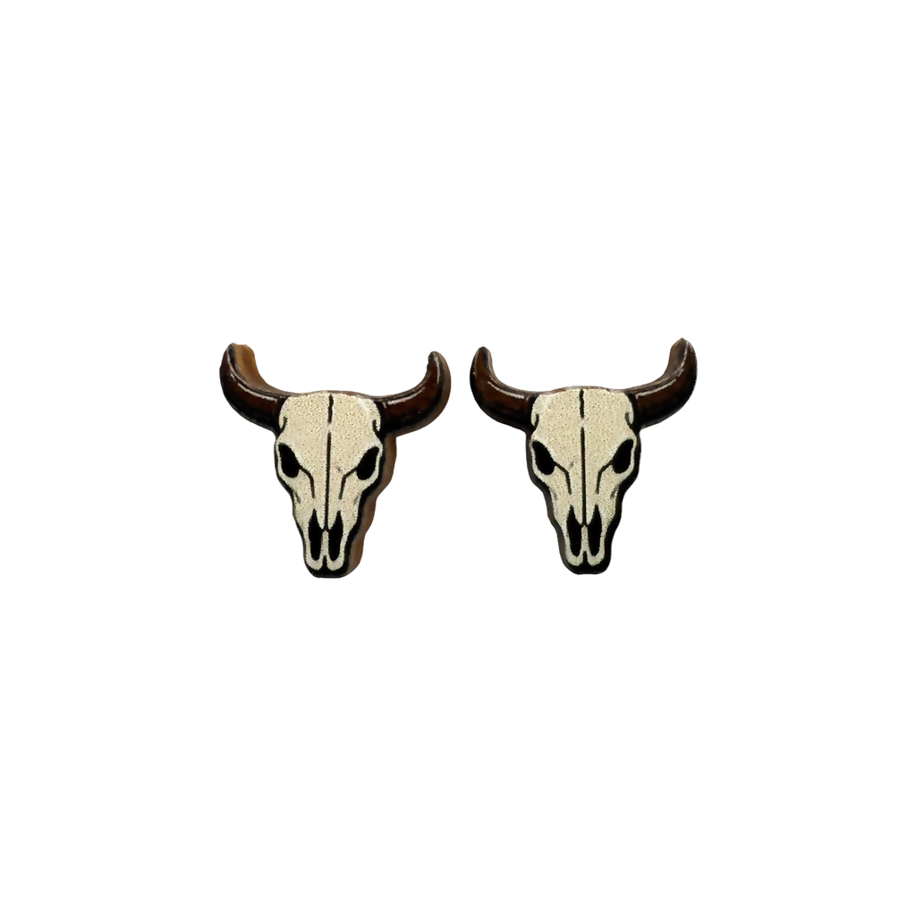 Cow skull stud earrings
