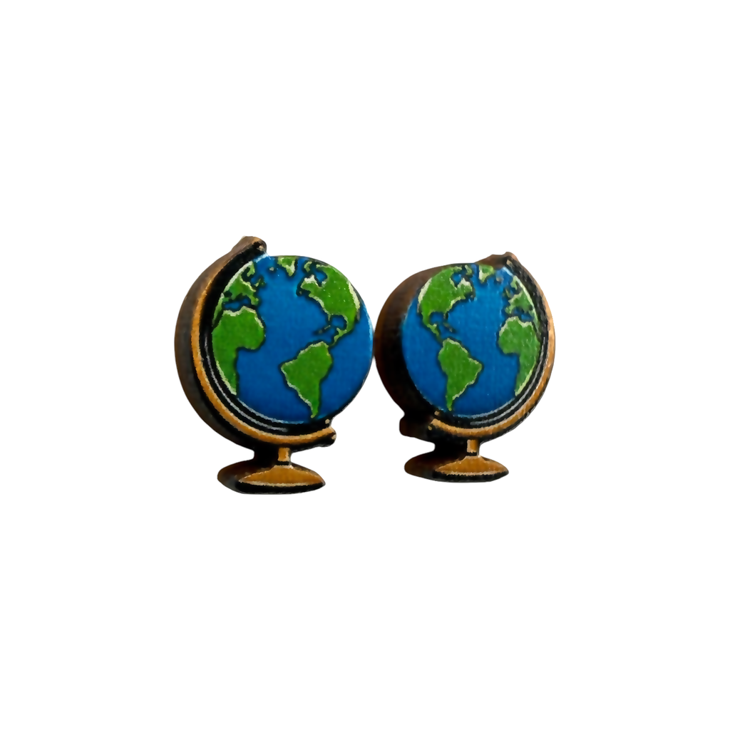 Earth globe stud earrings