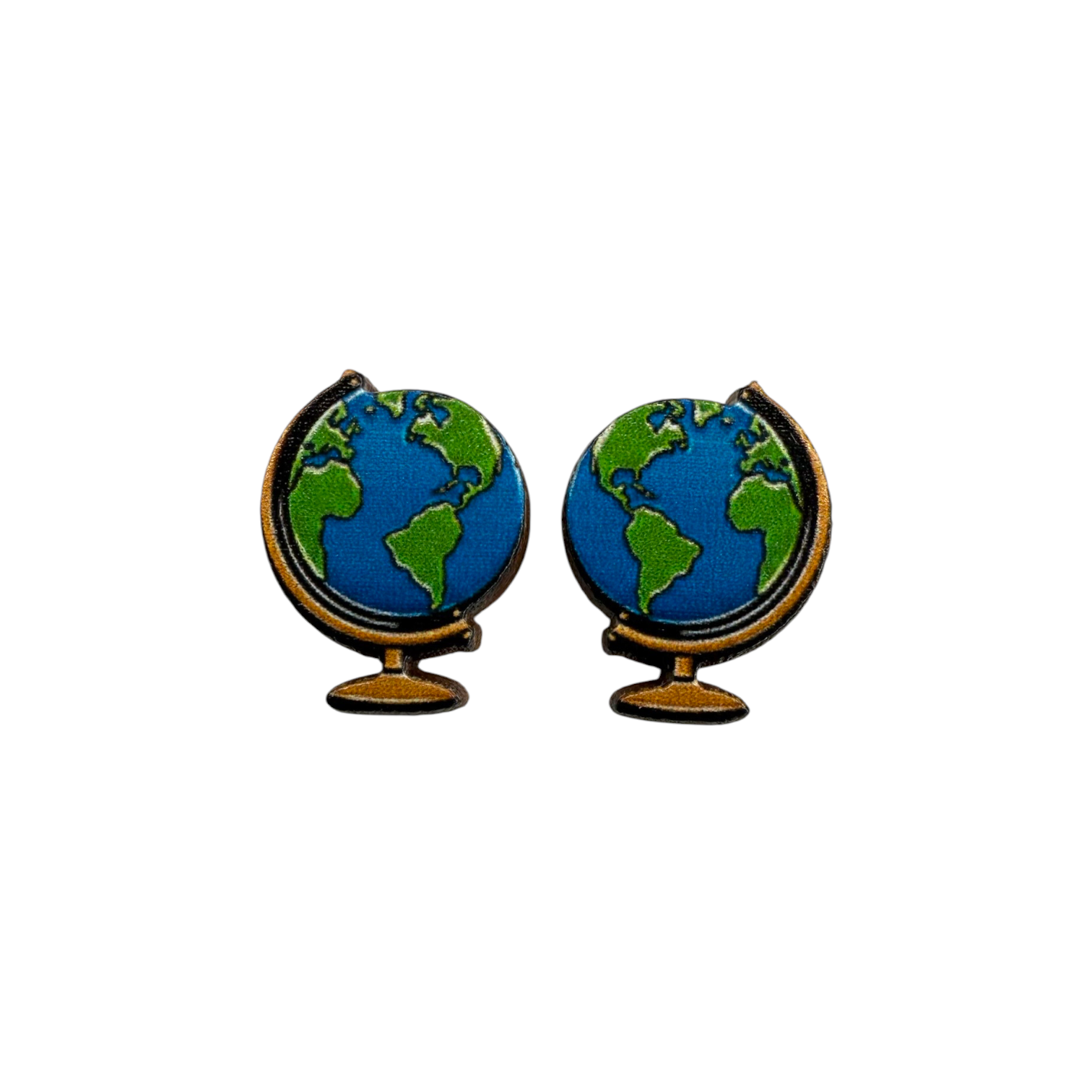 Earth globe stud earrings