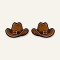 Cowboy hat stud earrings #3209 — western cowboy hat studs in laser-cut wood, made in USA