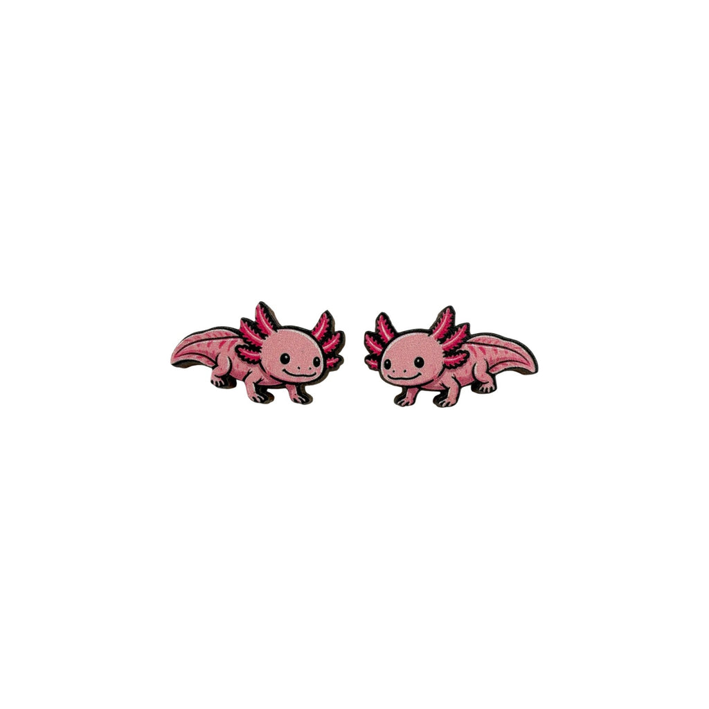 Pink Axolotl Stud Earrings #3406