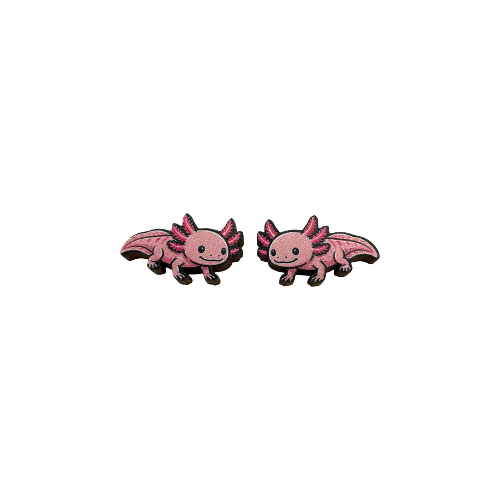 Pink Axolotl Stud Earrings #3406