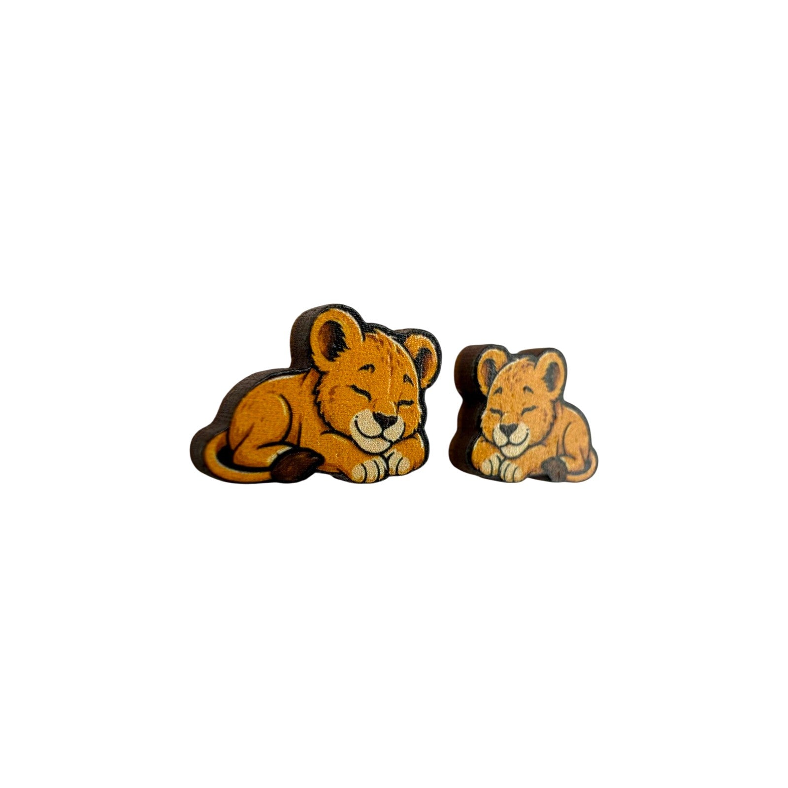 Napping Lion Cub Stud Earrings #3408
