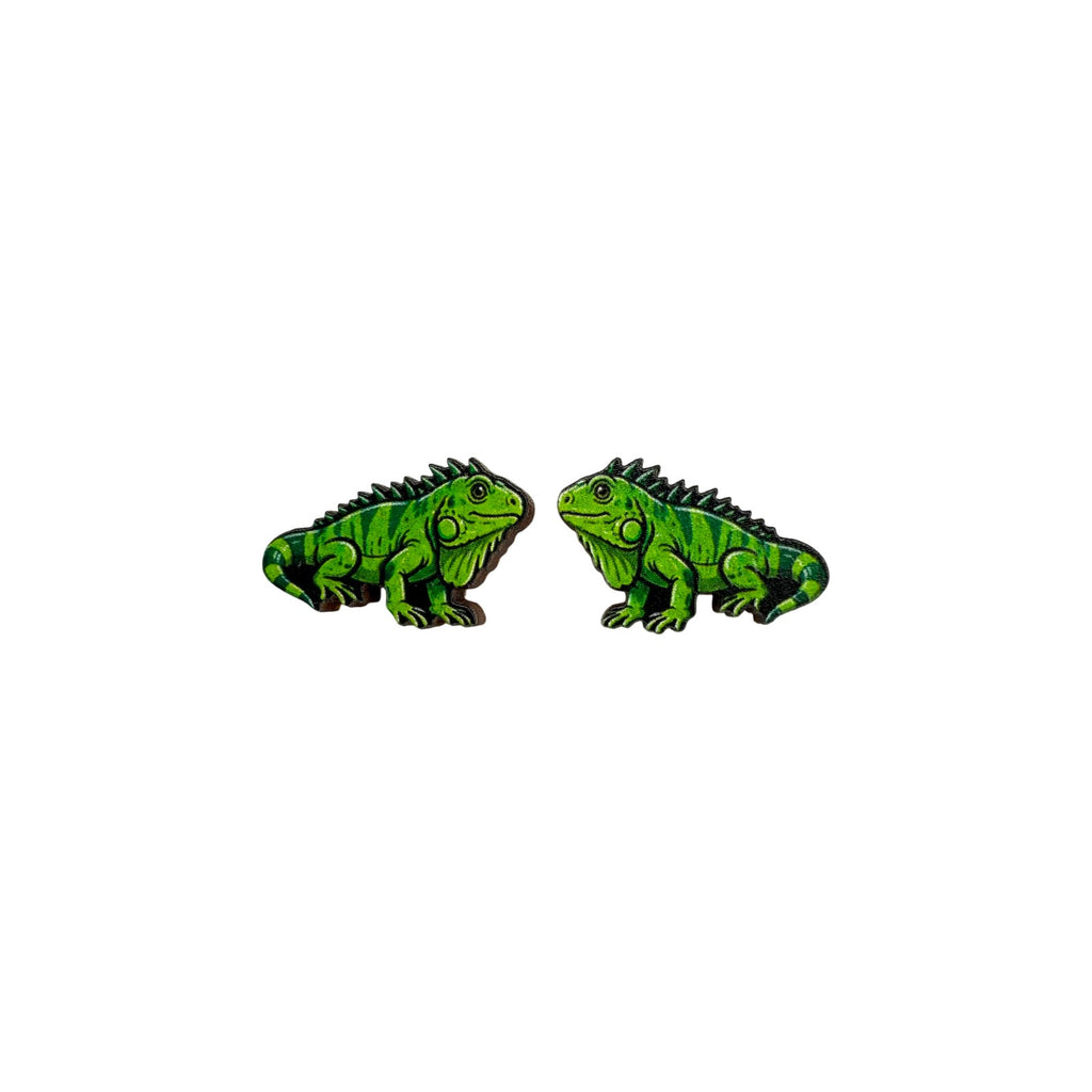 Green Iguana Stud Earrings #3419