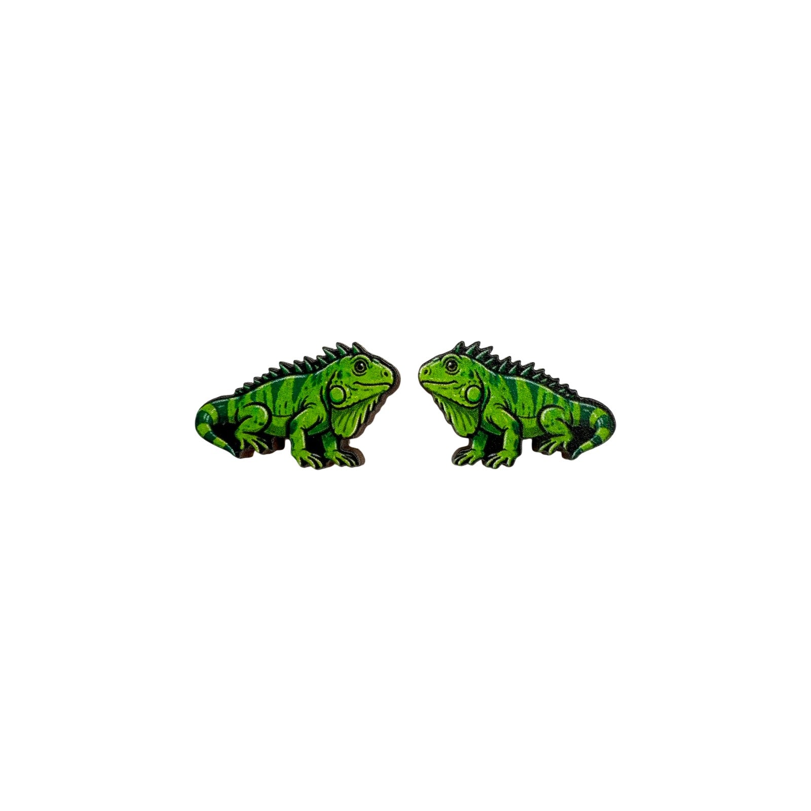 Green Iguana Stud Earrings #3419