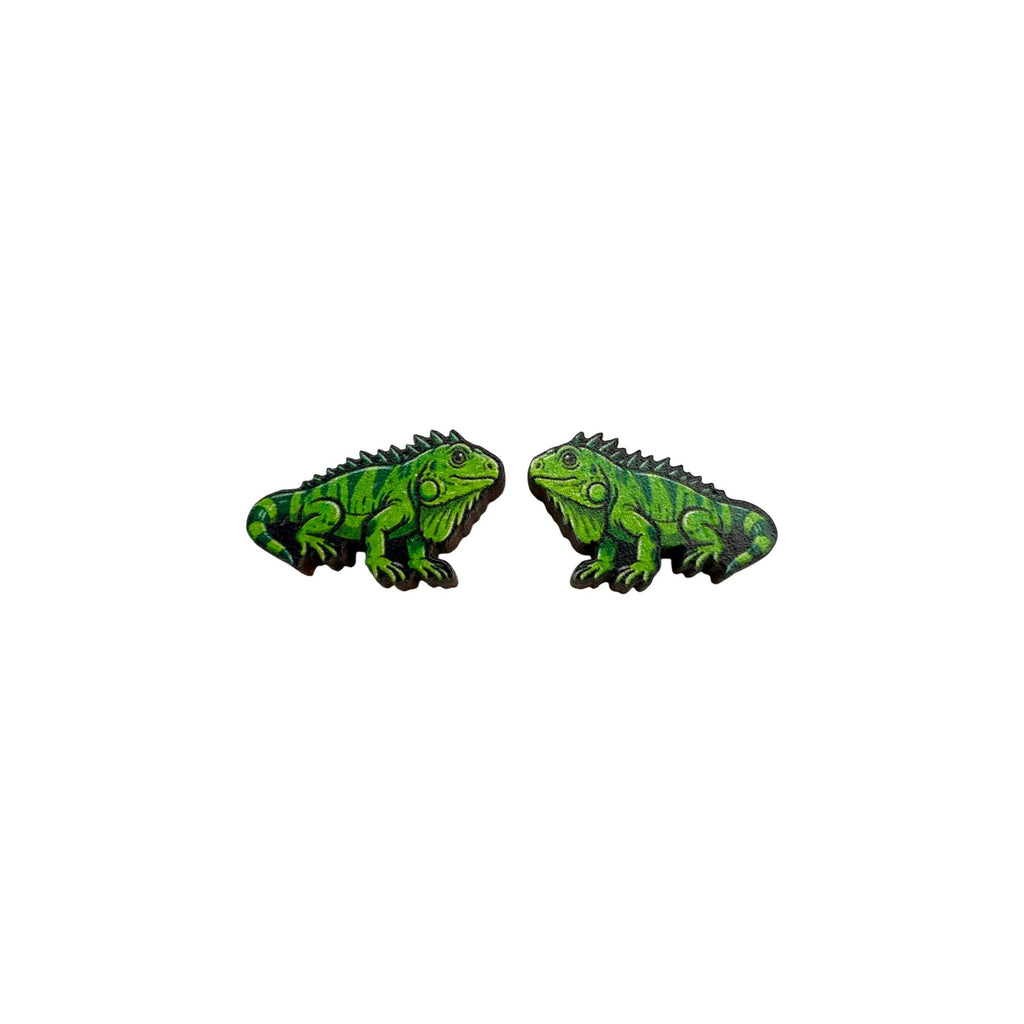 Green Iguana Stud Earrings #3419