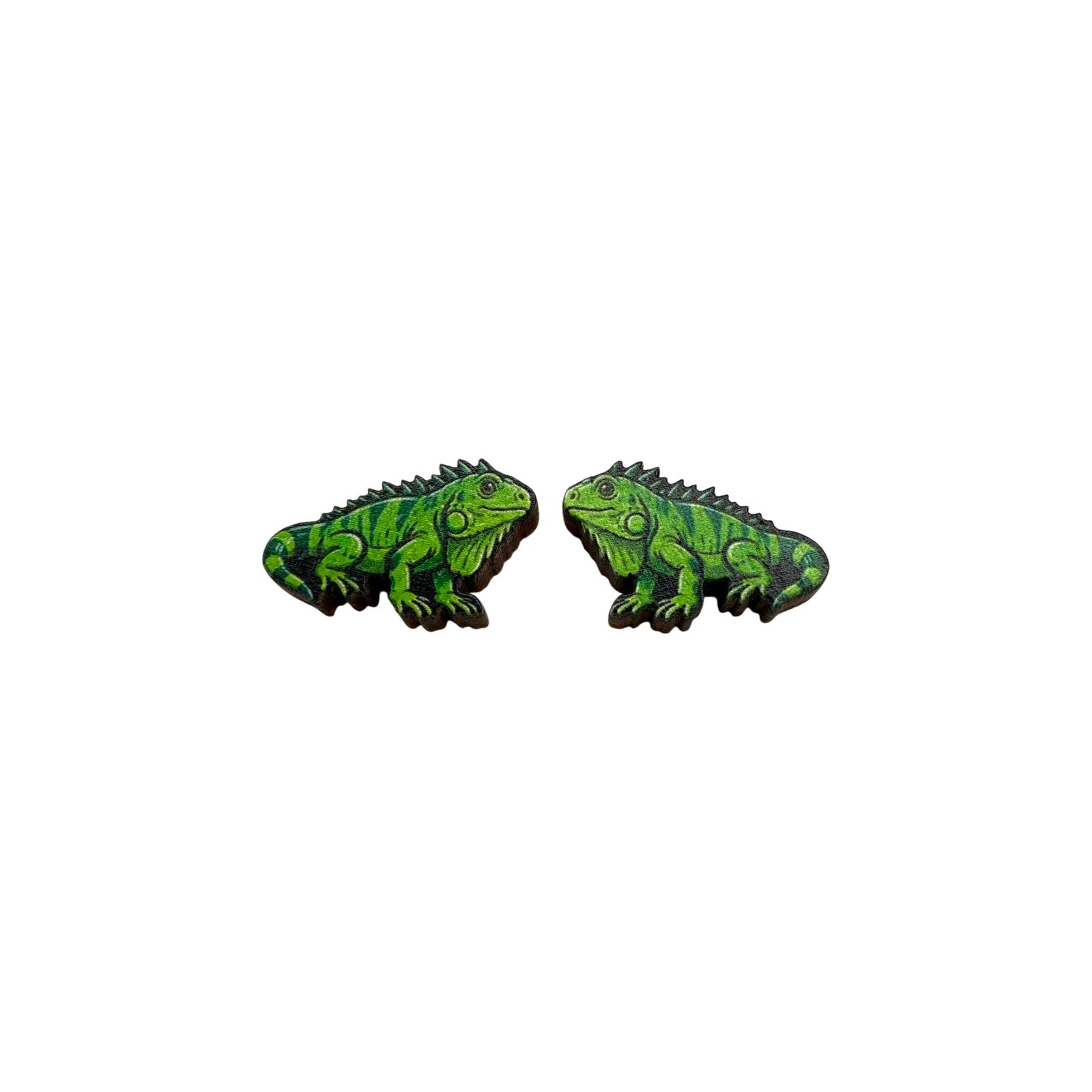 Green Iguana Stud Earrings #3419