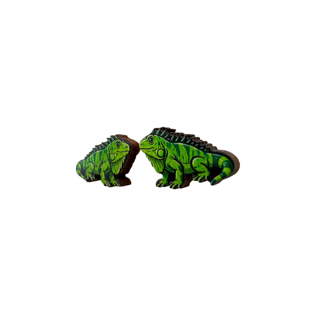 Green Iguana Stud Earrings #3419