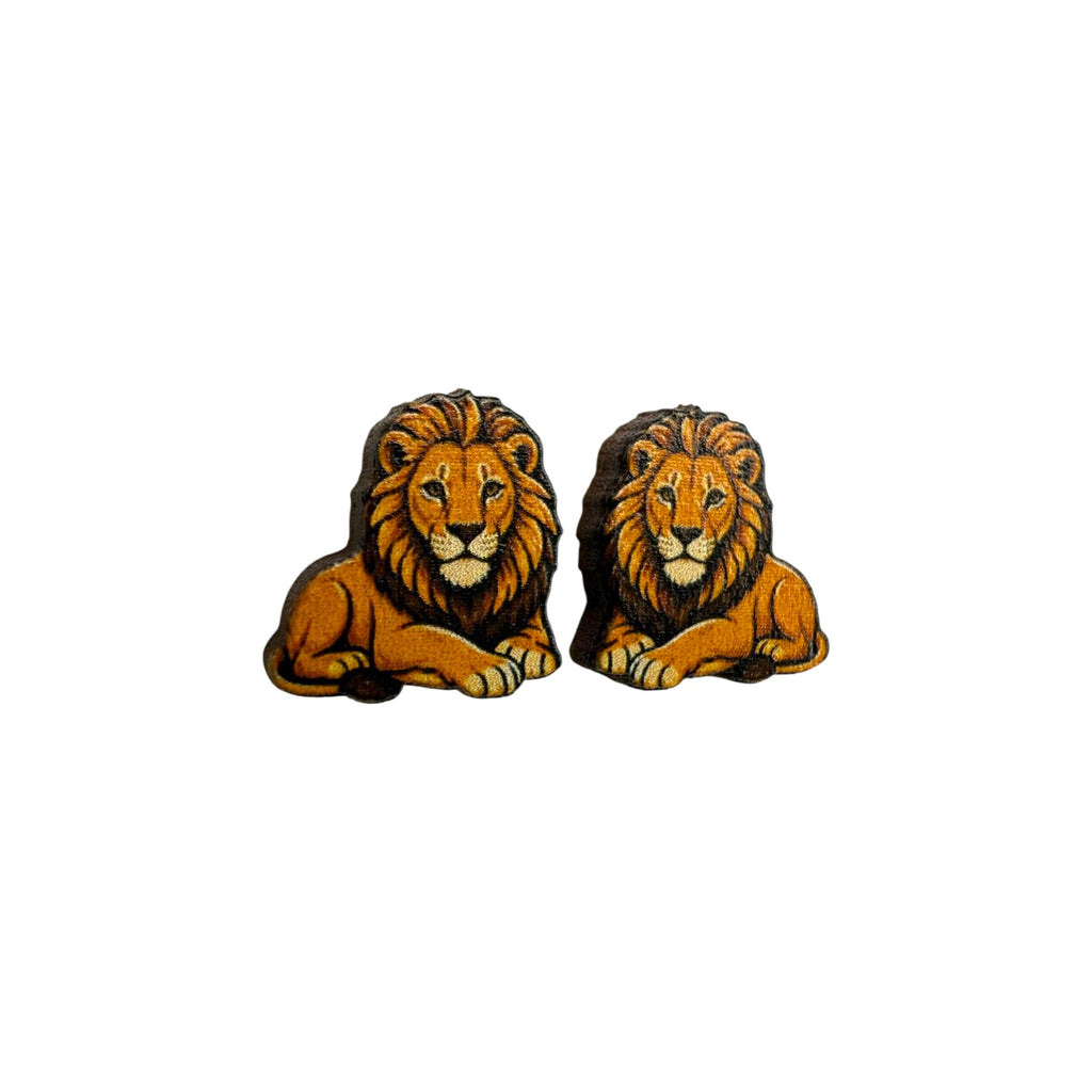 Lazy Lion Stud Earrings #3436