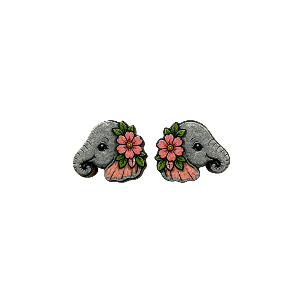 Flower Power Elephant Stud Earrings #3439