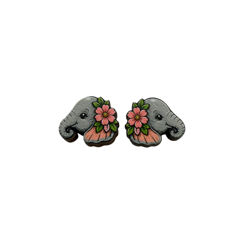 Flower Power Elephant Stud Earrings #3439