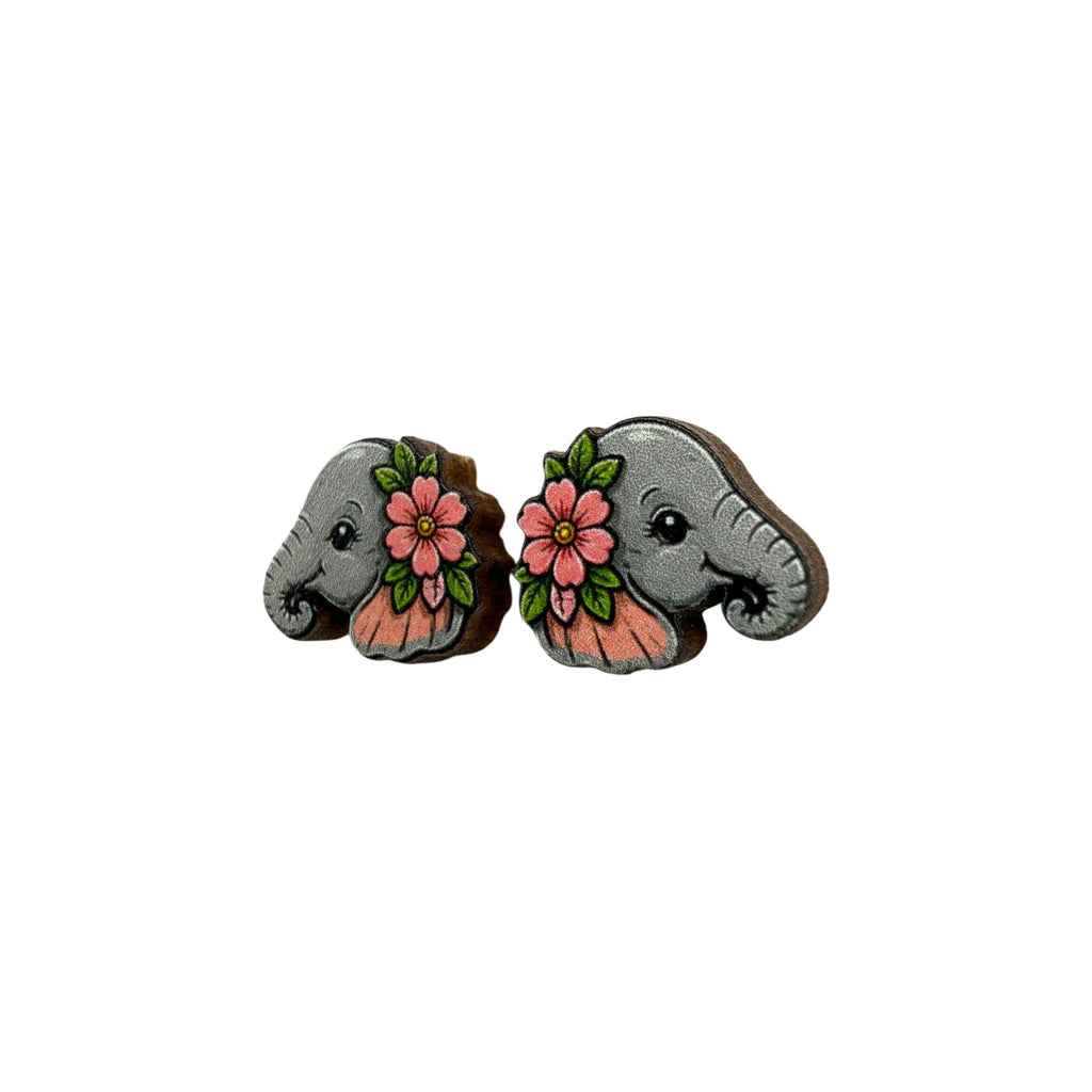 Flower Power Elephant Stud Earrings #3439