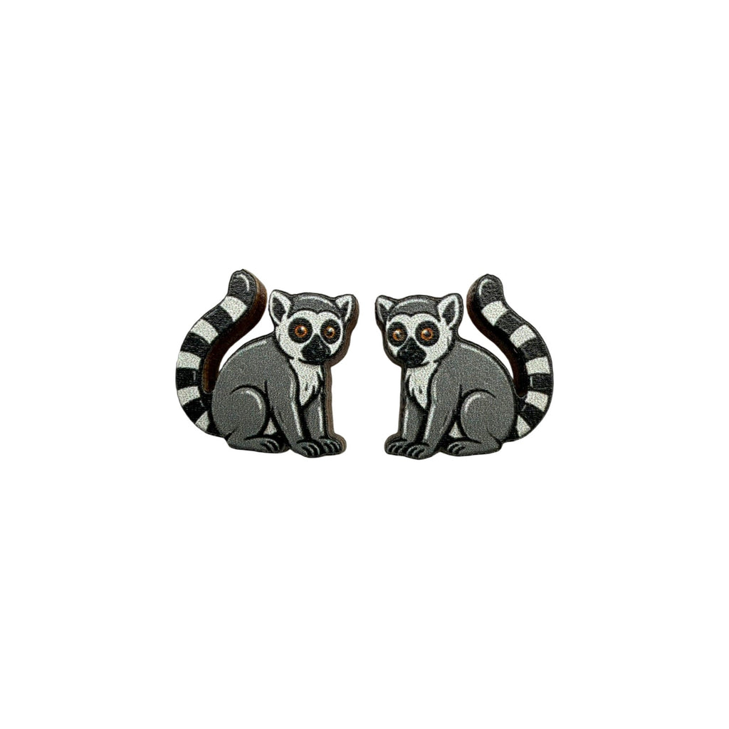 Ring-Tailed Lemur Stud Earrings #3440