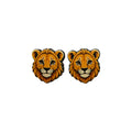 Young Lion Face Stud Earrings #3443
