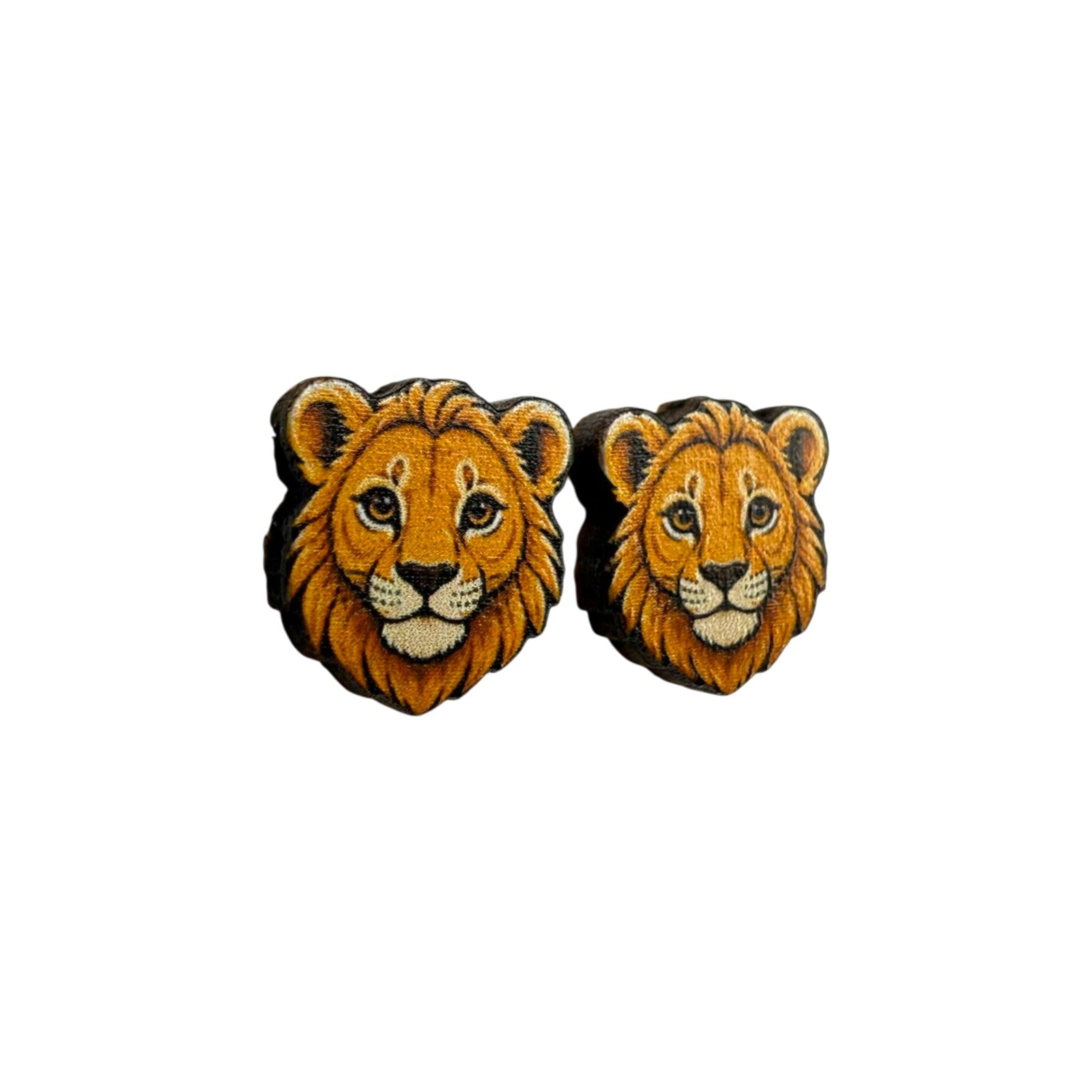 Young Lion Face Stud Earrings #3443