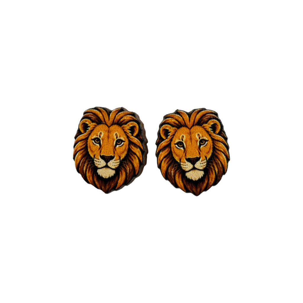Amber Lion Stud Earrings #3452