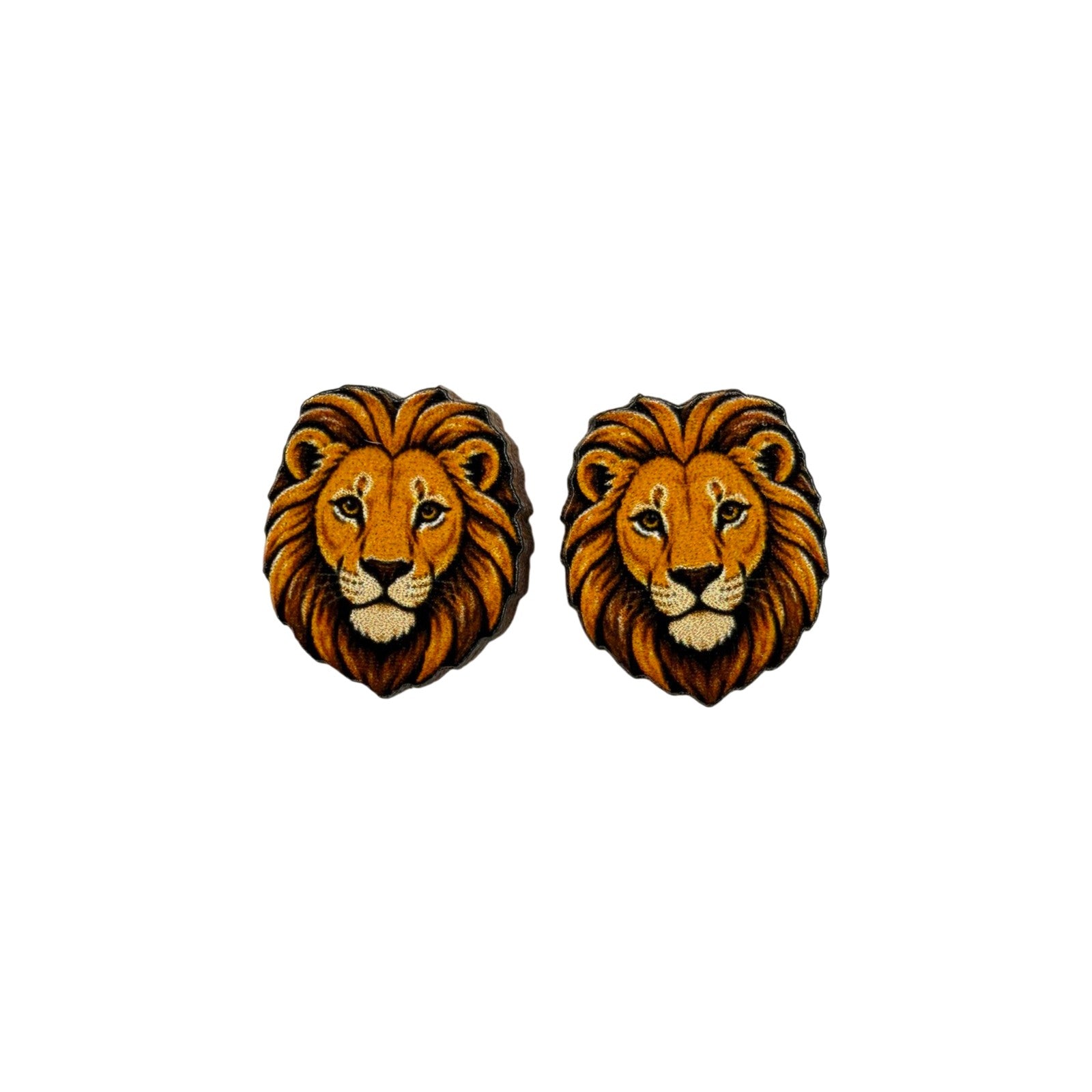 Amber Lion Stud Earrings #3452