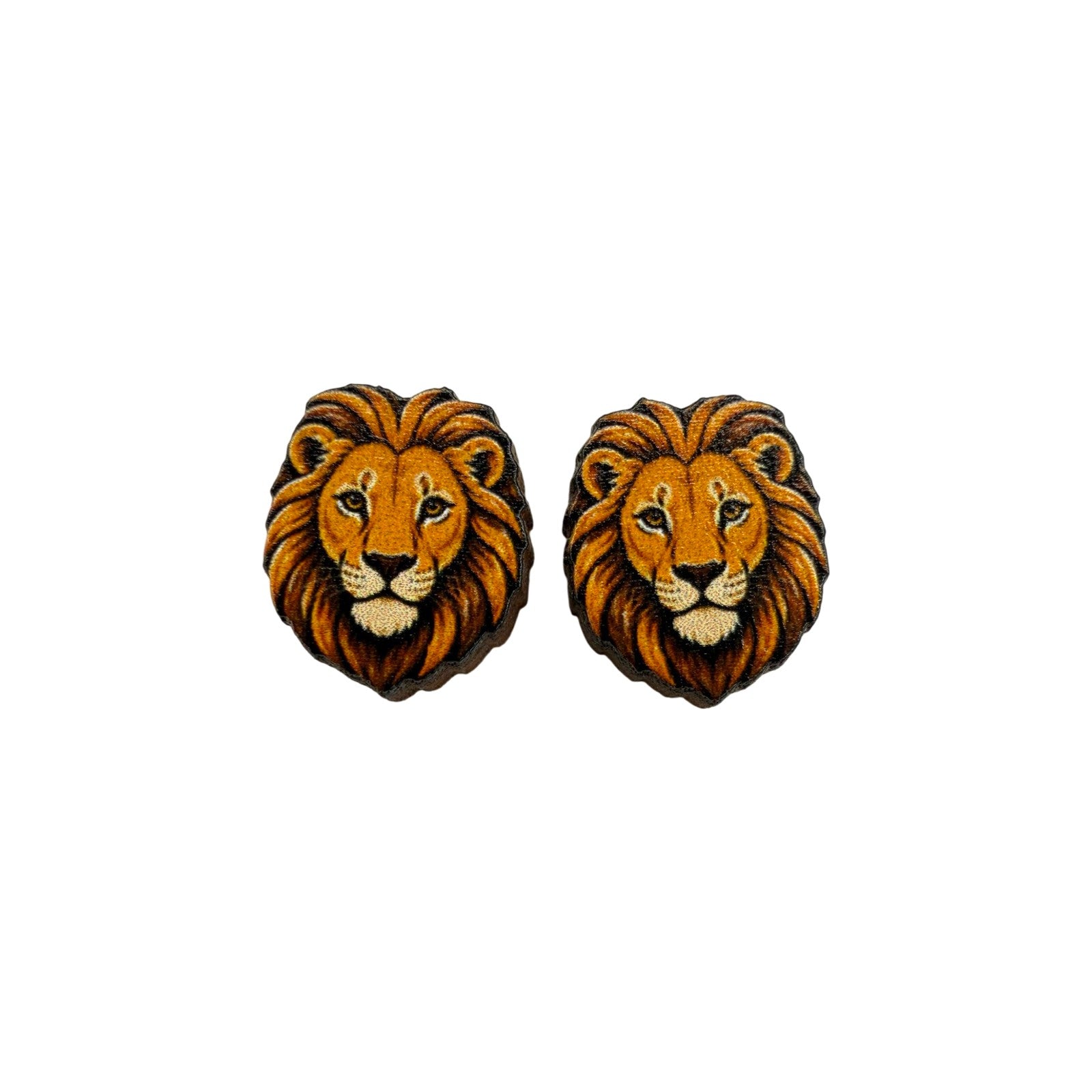 Amber Lion Stud Earrings #3452