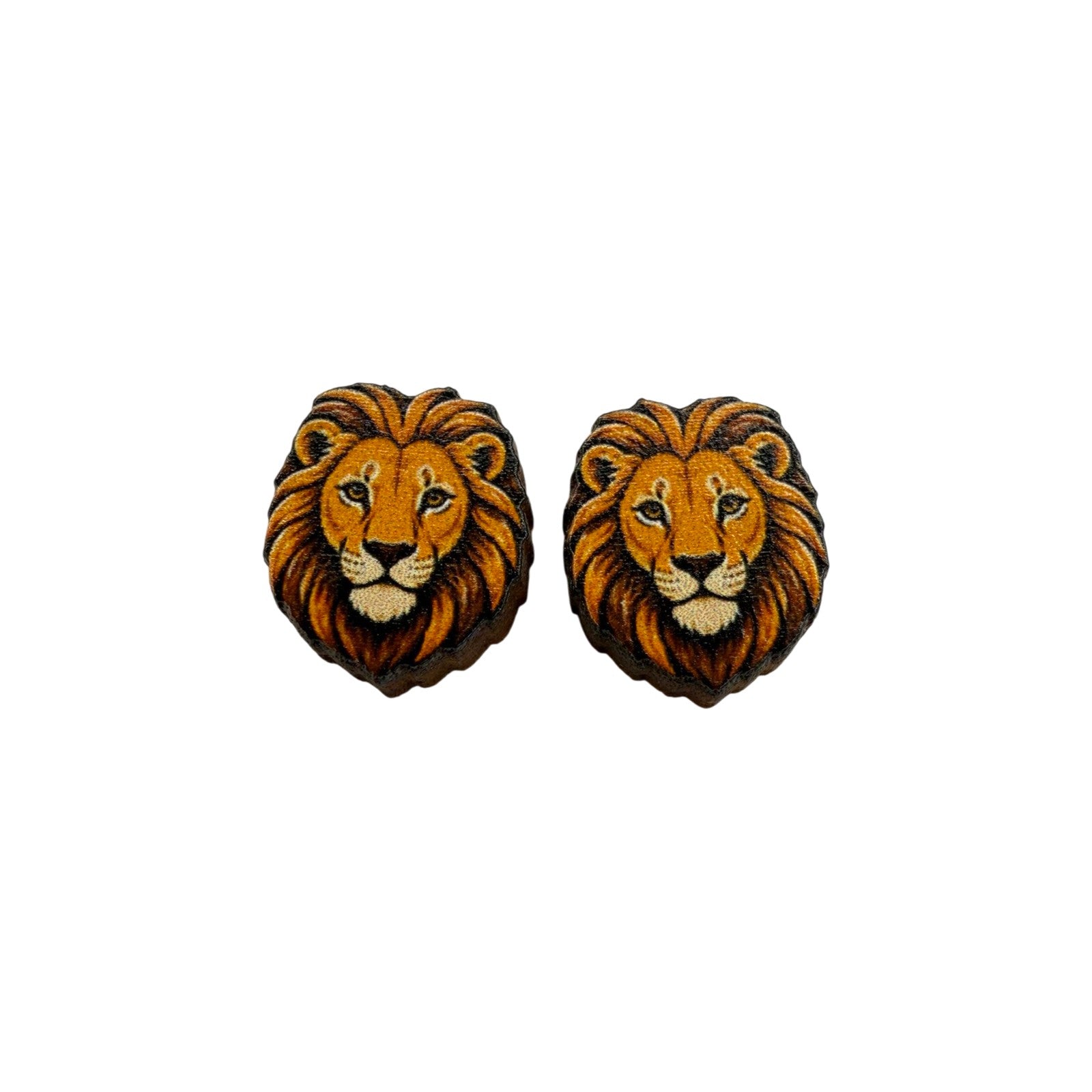Amber Lion Stud Earrings #3452