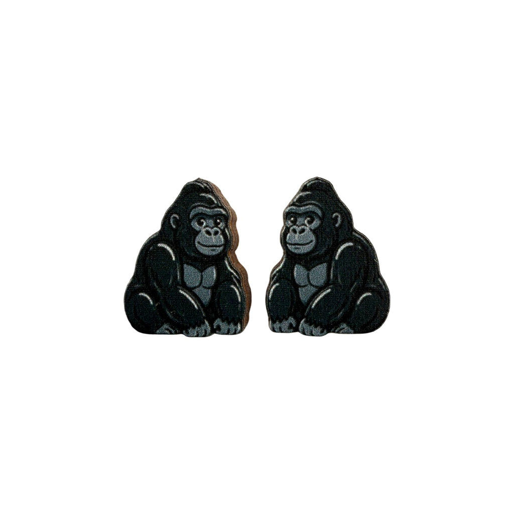 Silverback Gorilla Stud Earrings #3454