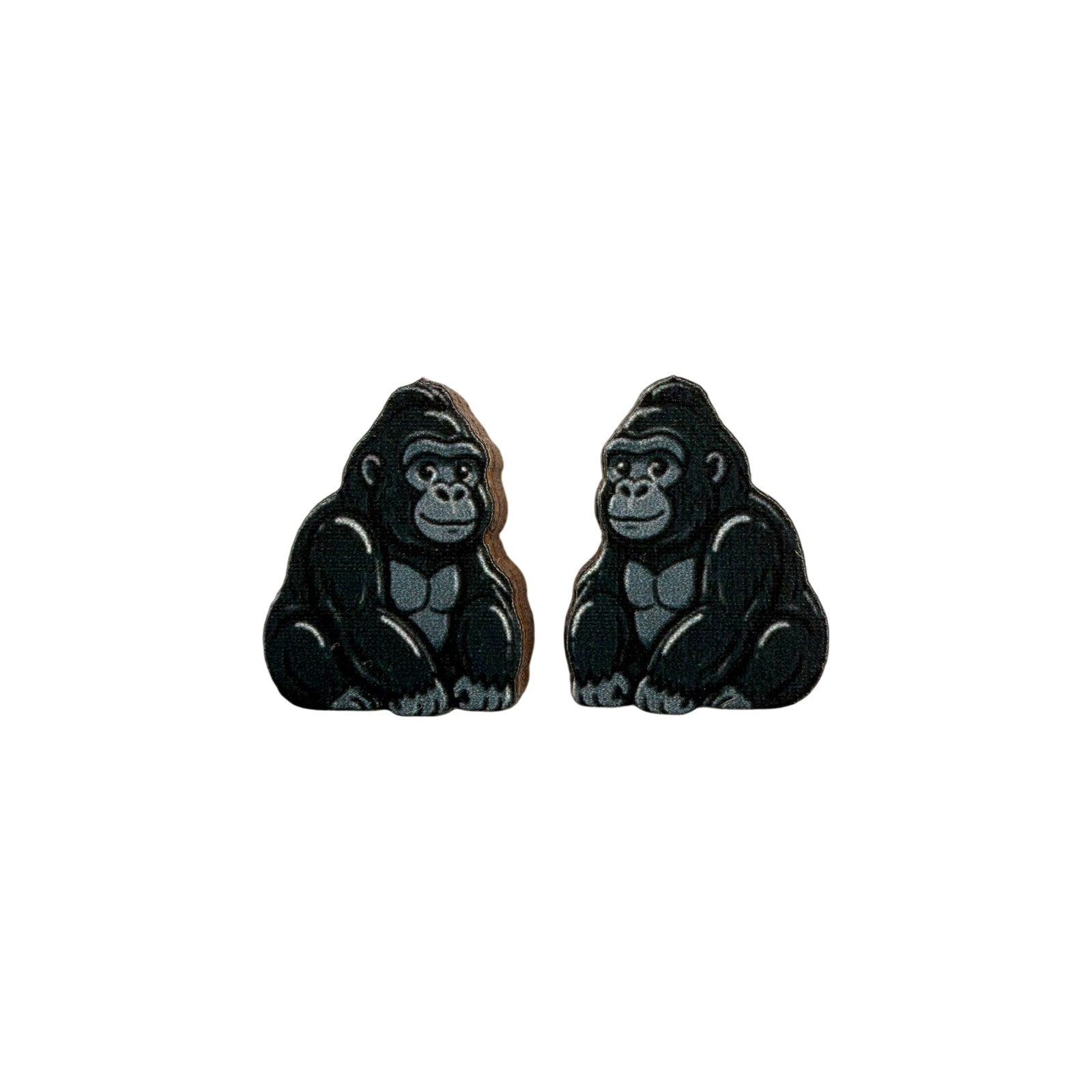 Silverback Gorilla Stud Earrings #3454