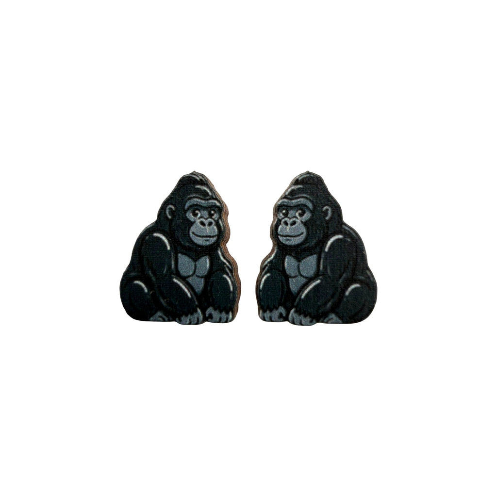 Silverback Gorilla Stud Earrings #3454