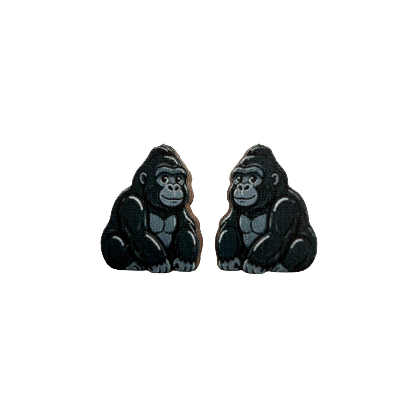 Silverback Gorilla Stud Earrings #3454