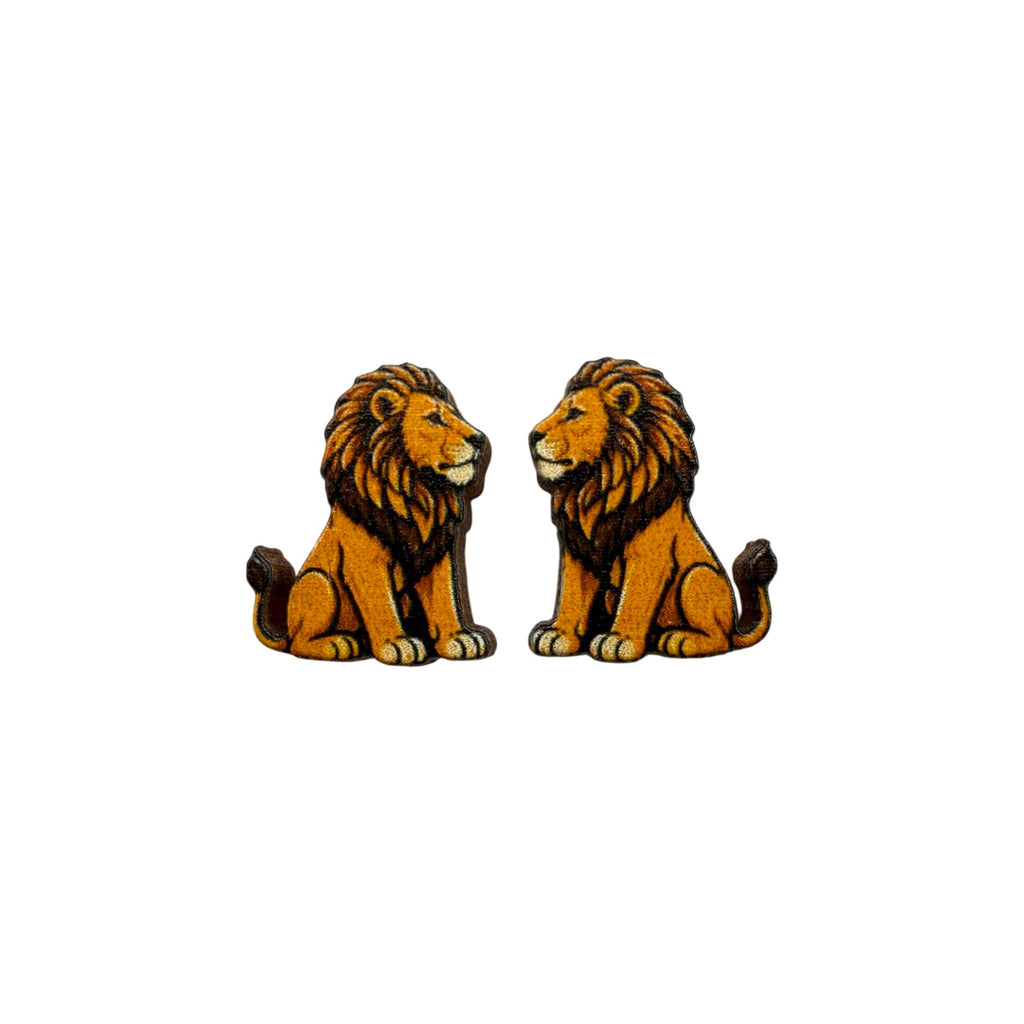 Sitting Lion Stud Earrings #3456