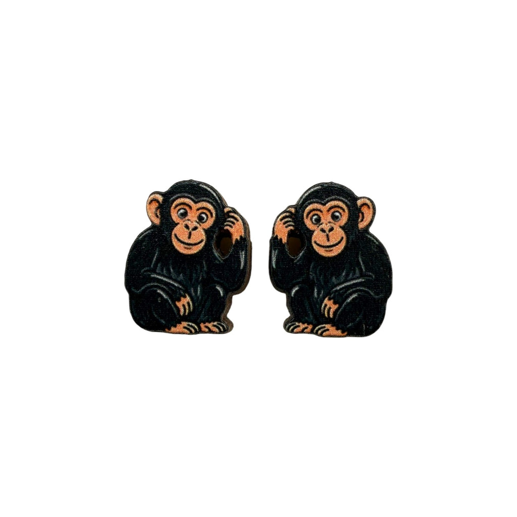 Deep Thought Chimp Stud Earrings #3458
