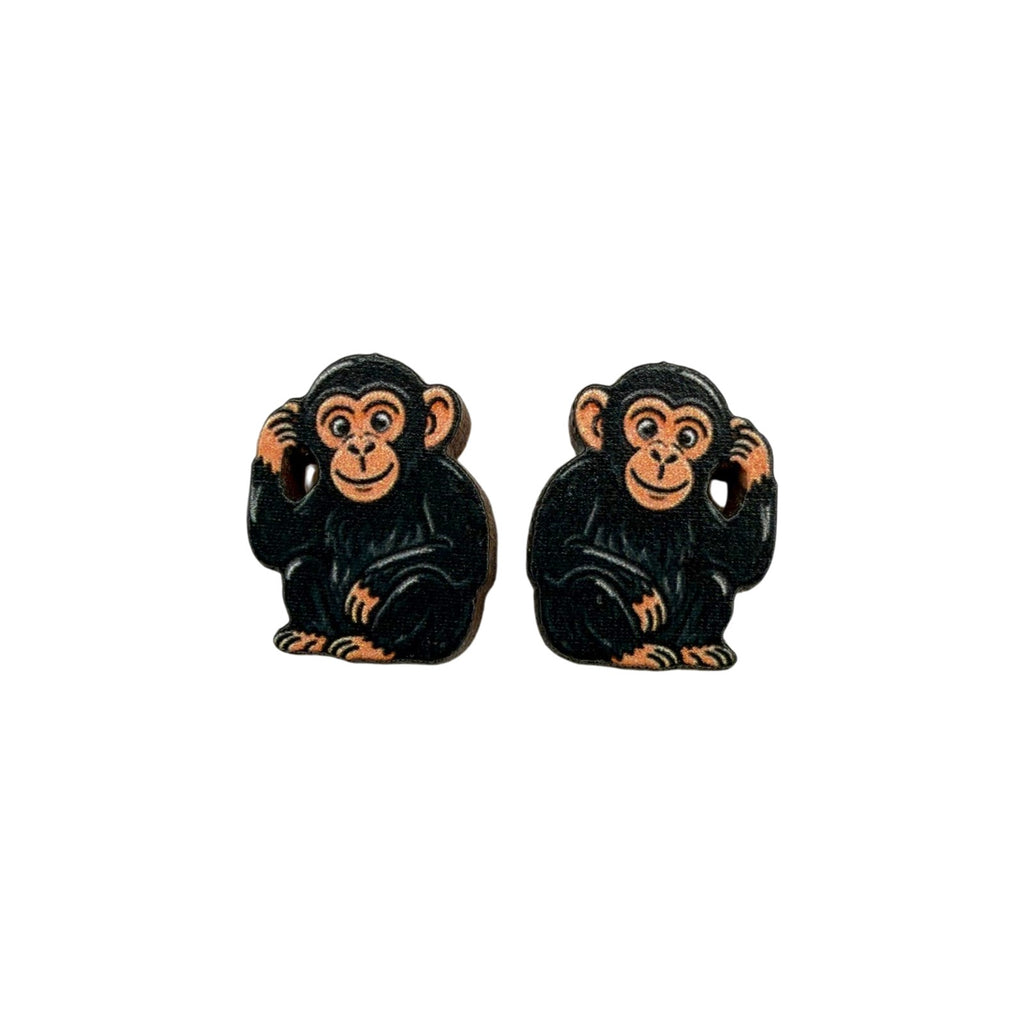 Deep Thought Chimp Stud Earrings #3458