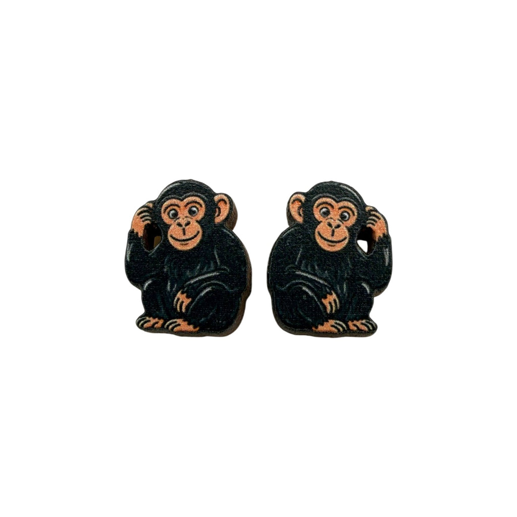 Deep Thought Chimp Stud Earrings #3458