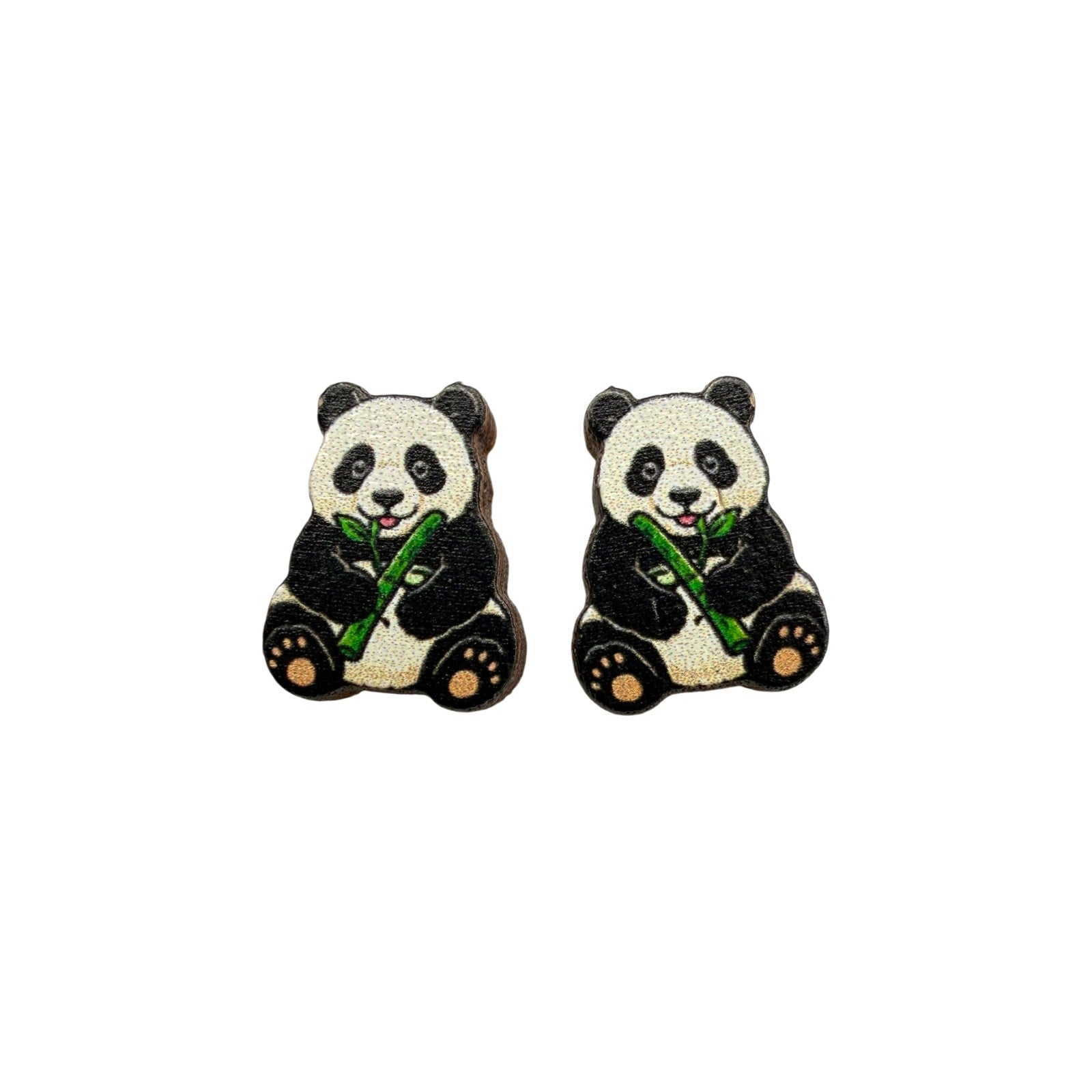 Bamboo Panda Stud Earrings #3460