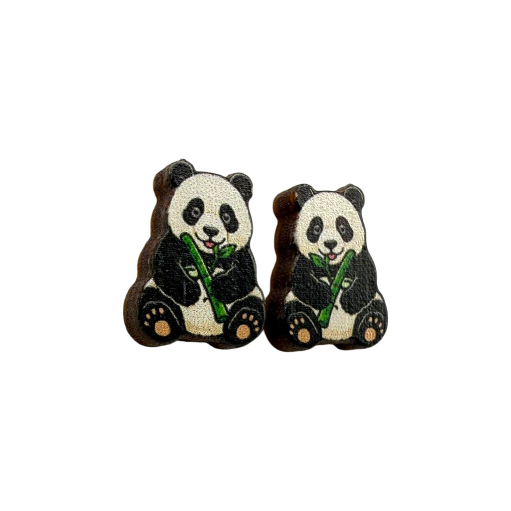 Bamboo Panda Stud Earrings #3460