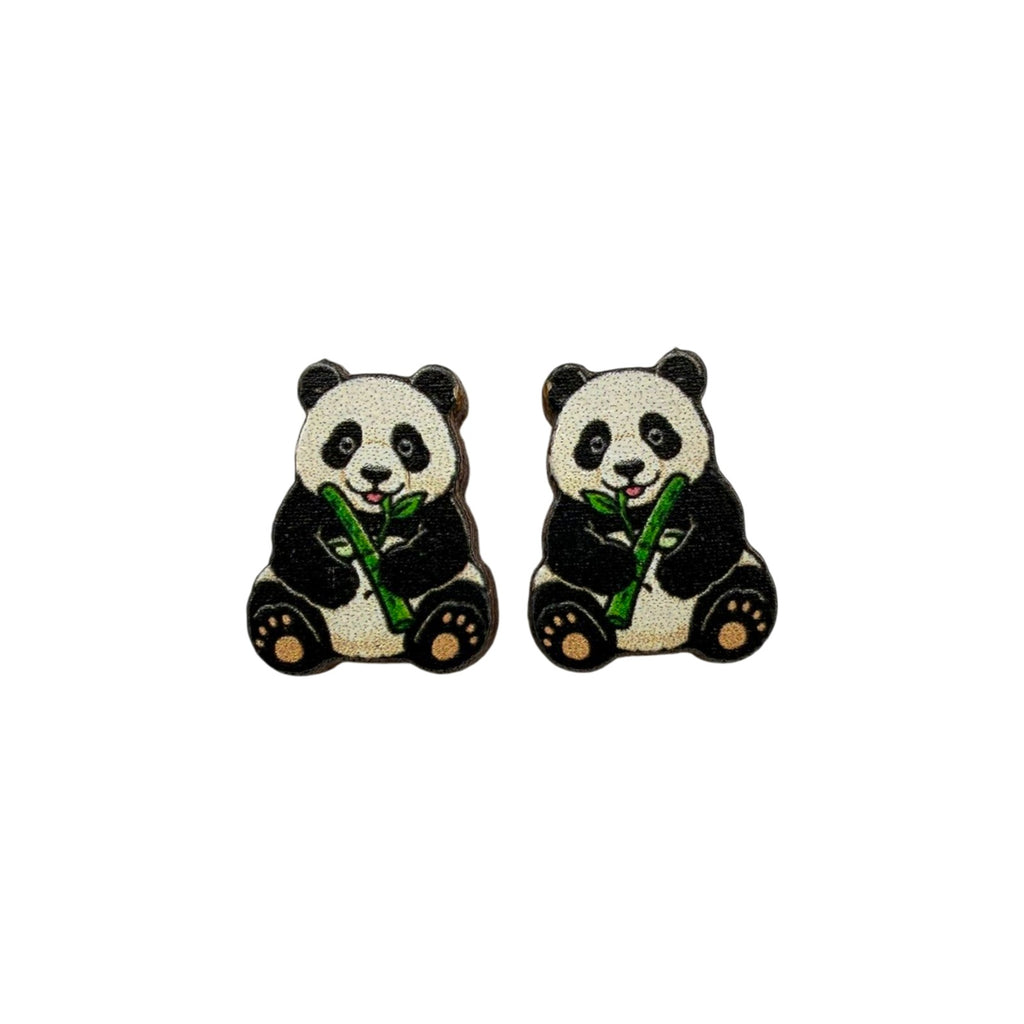 Bamboo Panda Stud Earrings #3460