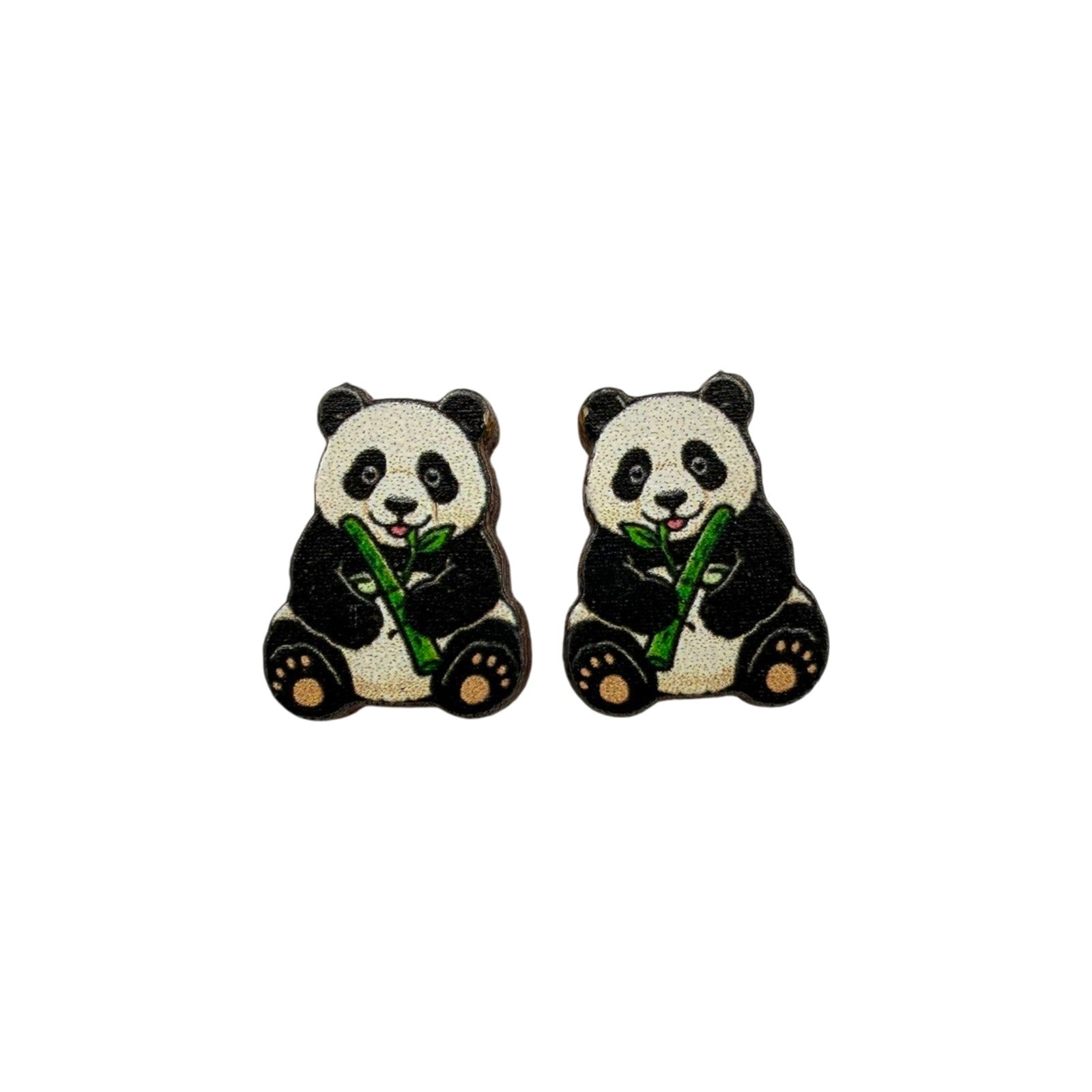 Bamboo Panda Stud Earrings #3460