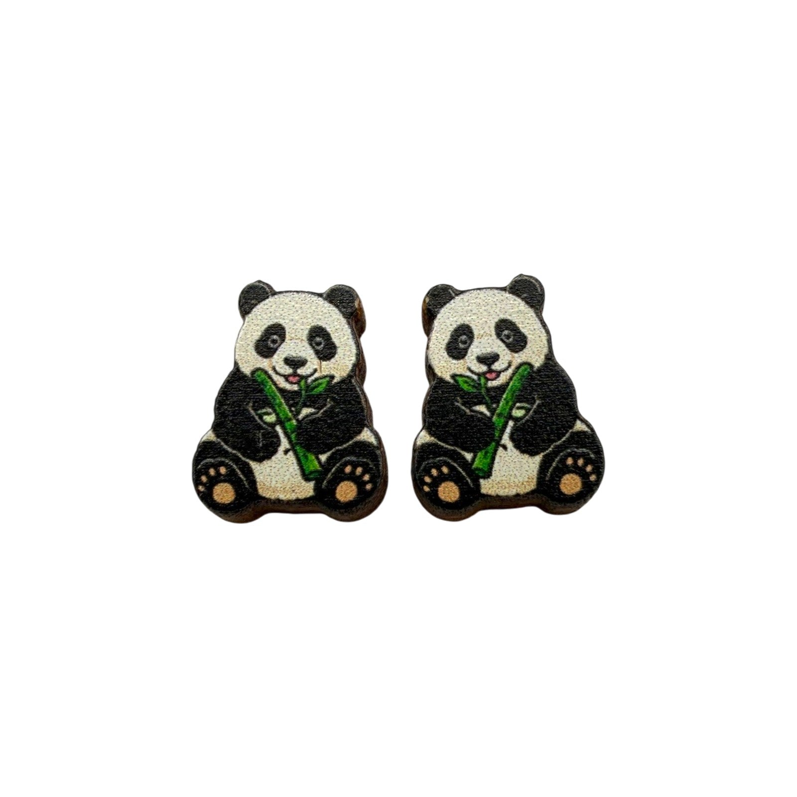 Bamboo Panda Stud Earrings #3460