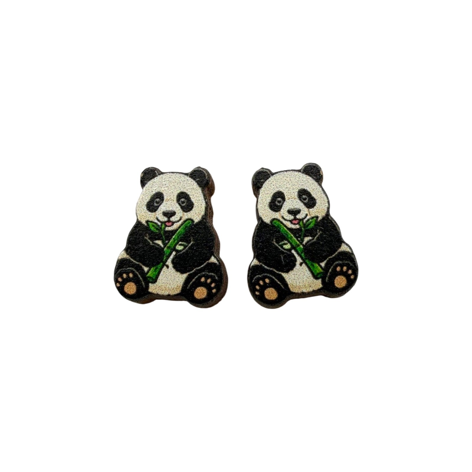Bamboo Panda Stud Earrings #3460