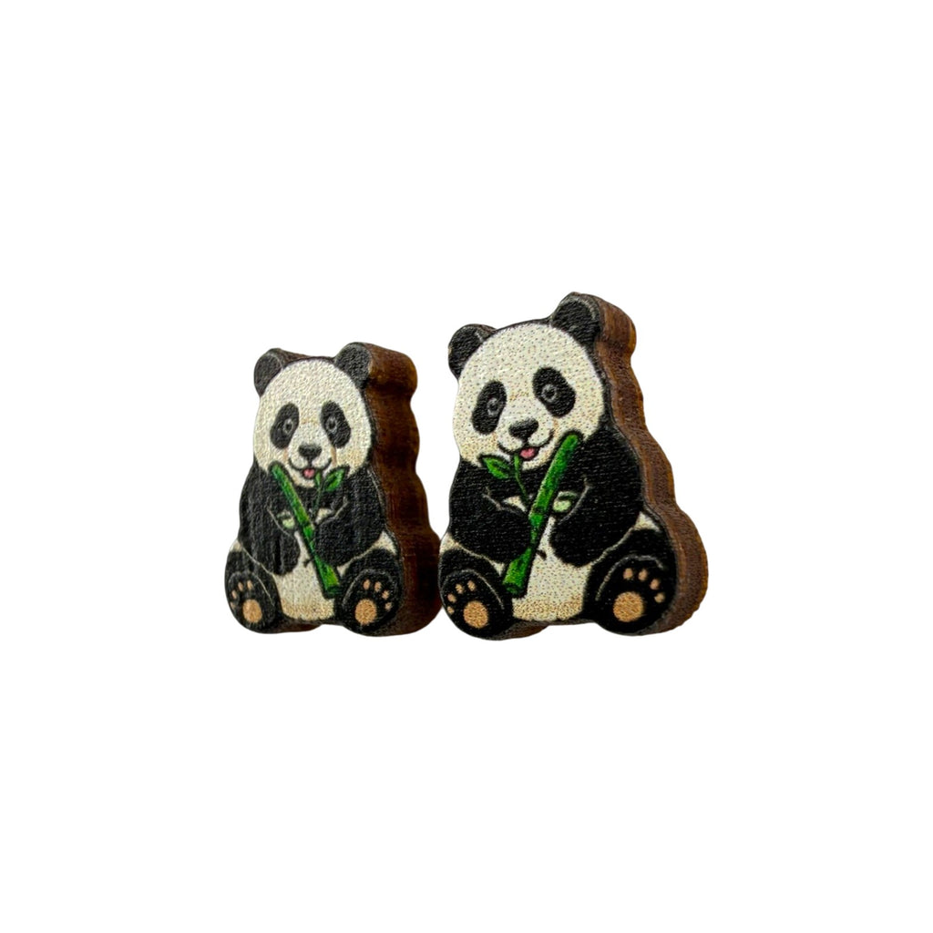 Bamboo Panda Stud Earrings #3460