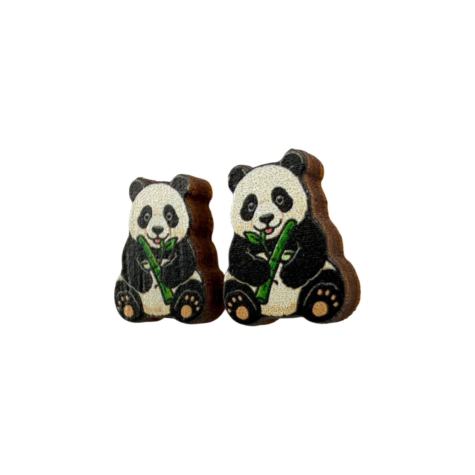 Bamboo Panda Stud Earrings #3460