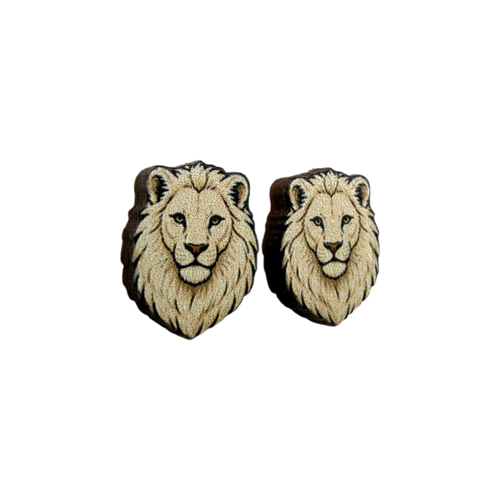 White Lion Stud Earrings #3466