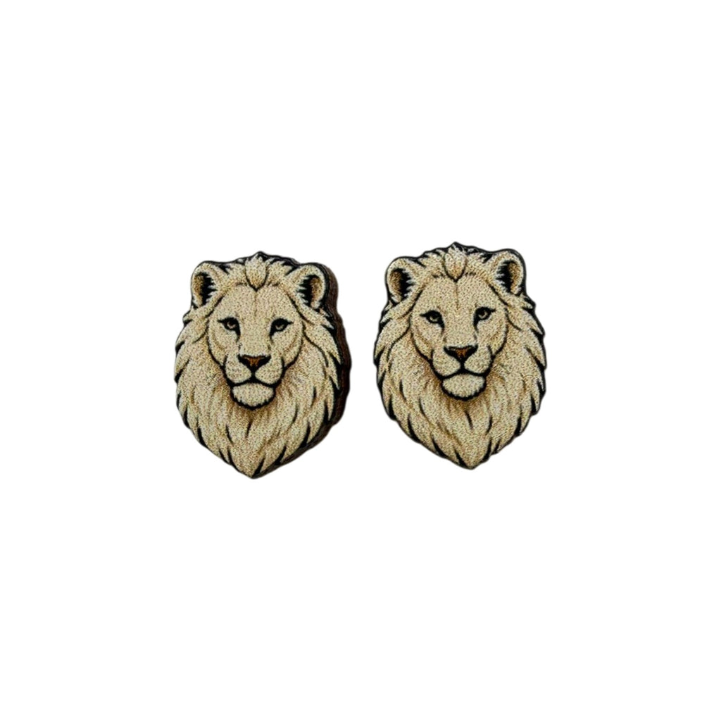 White Lion Stud Earrings #3466