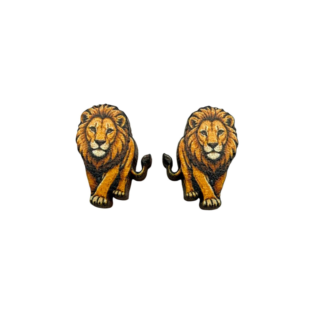 On the Prowl Lion Stud Earrings #3467