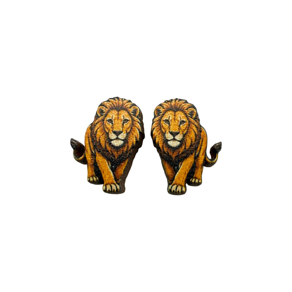 On the Prowl Lion Stud Earrings #3467