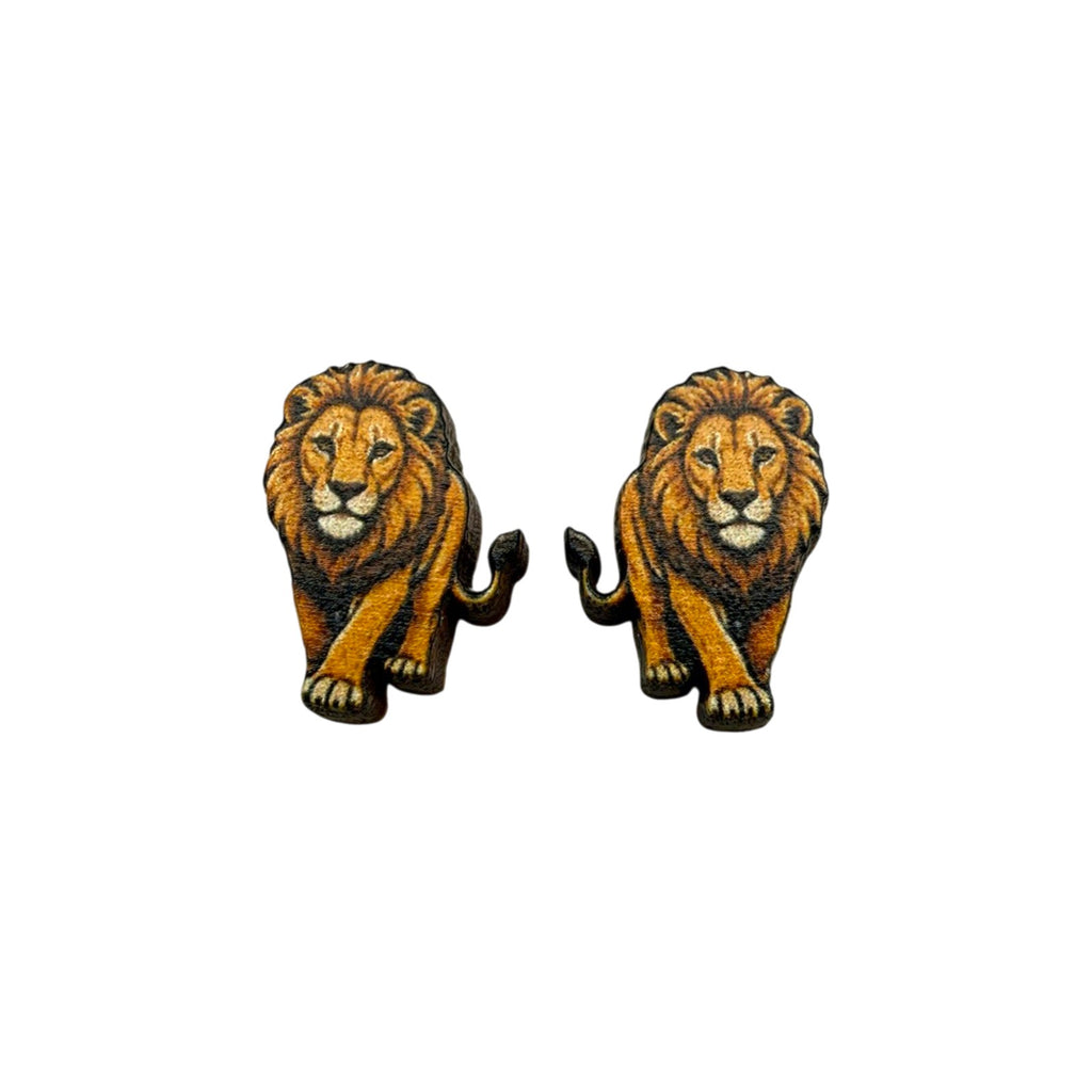On the Prowl Lion Stud Earrings #3467