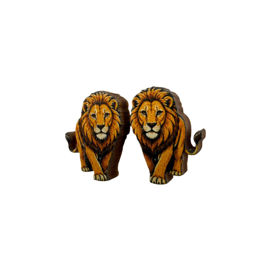 On the Prowl Lion Stud Earrings #3467